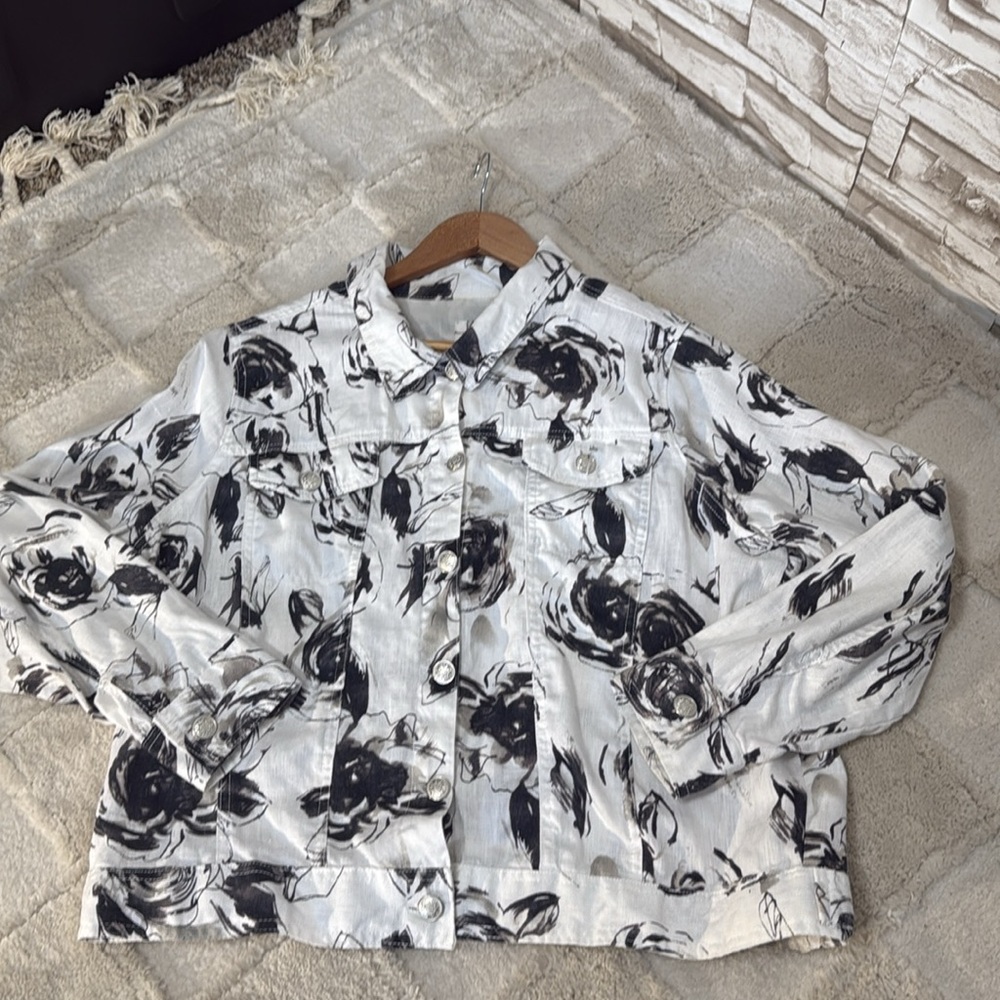 Saint Tropez West Woman 1X Floral Print Jacket - Picture 5 of 8